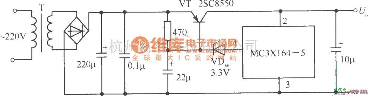 电源电路中的MC3X164系列构成的过压保护电路  第1张