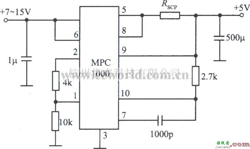 电源电路中的MPC1000集成稳压器构成的5V、３A稳压电源电路  第1张