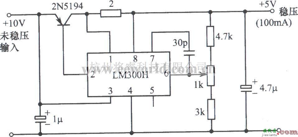 电源电路中的LM300H集成稳压器构成5V稳压电源之一  第1张