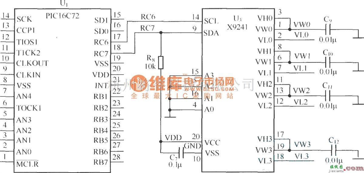 电源电路中的PIC16C72与X9241接口电路  第1张