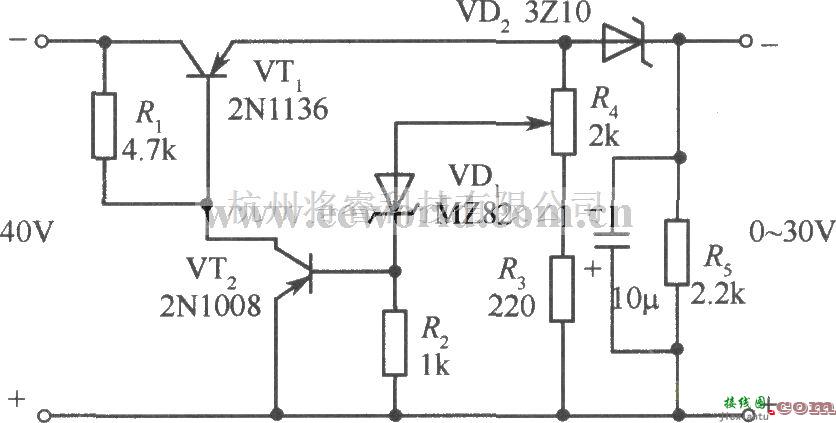 电源电路中的0～30V简单稳压电源电路  第1张