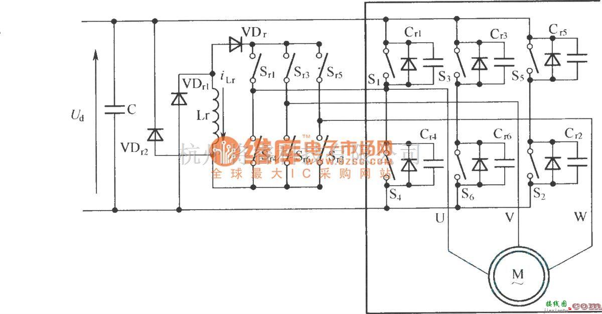 IGBT应用电路中的ZVT-PWM三相变频电源主电路结构示意图  第1张