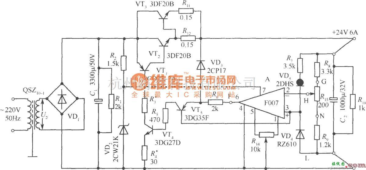 电源电路中的24V、6A低功耗稳压电源电路  第1张