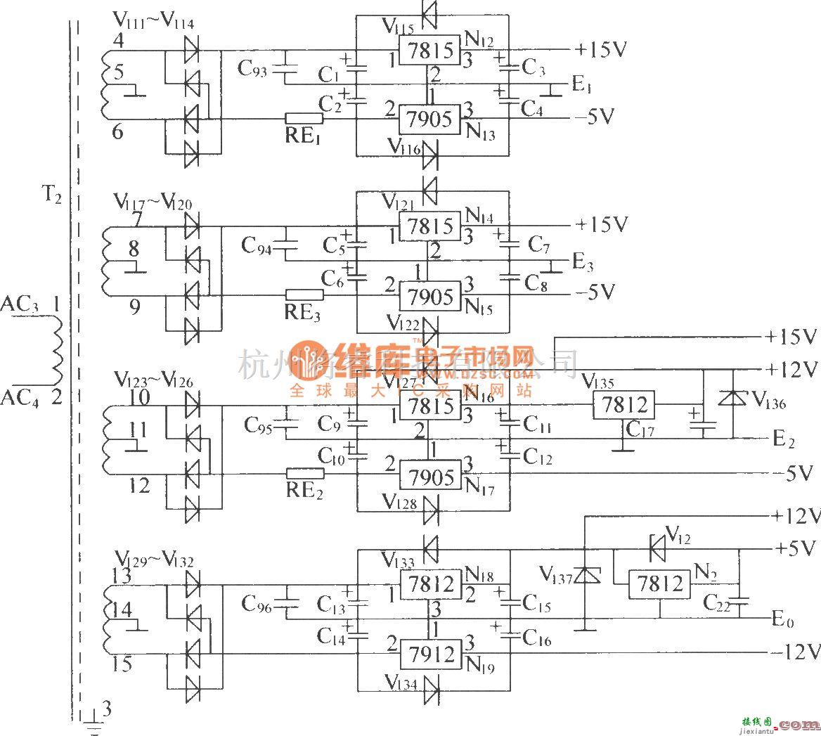 通信电源中的DZW75-48/50(50II)辅助电源电原理图  第1张