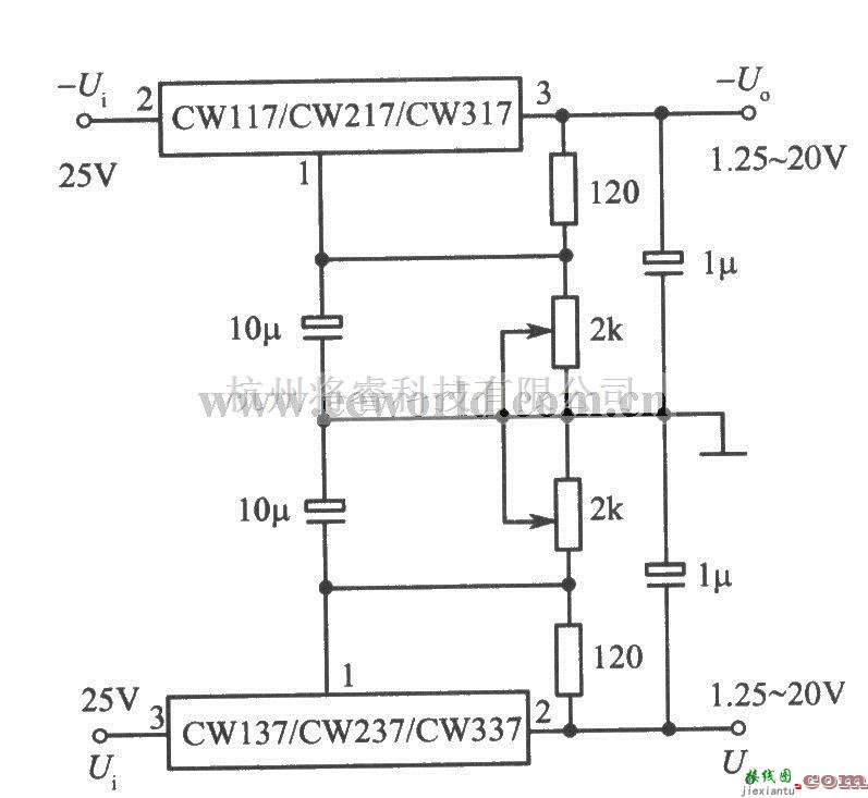 电源电路中的CW137组成的可调正、负输出电压集成稳压电源  第1张