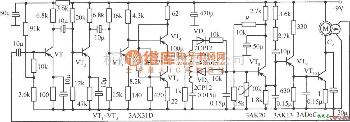 电源电路中的-9v录音机稳速电源电路  第1张