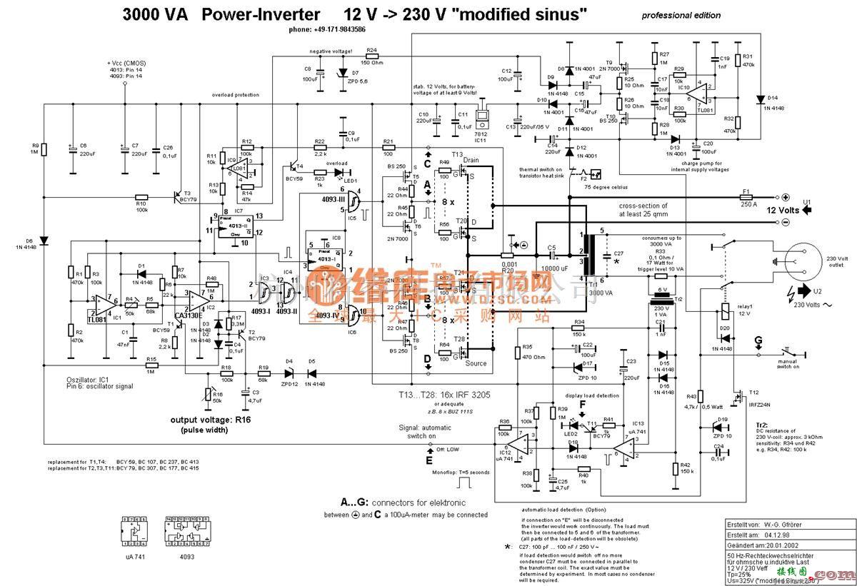 电源电路中的3000VA逆变器（DC12V/AC230V）  第1张