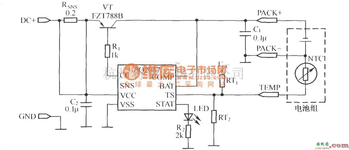 电源电路中的采用PNP晶体管设计的BQ2057充电器电路  第1张