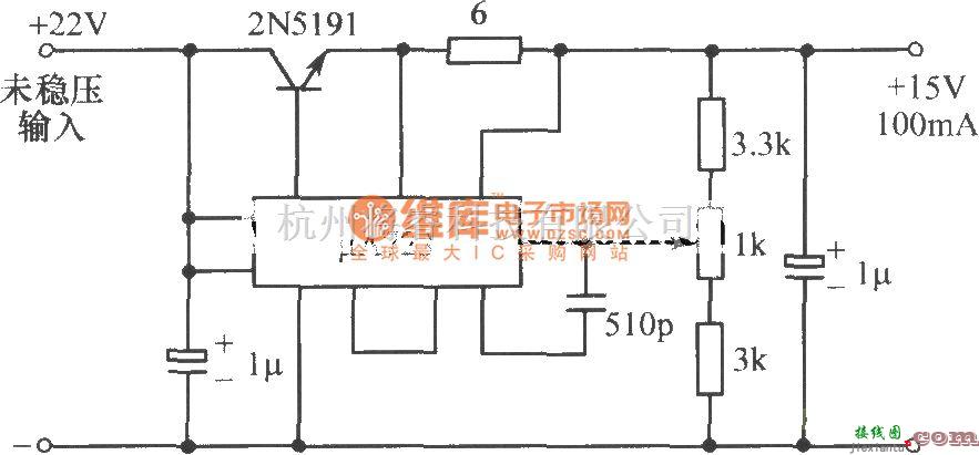 电源电路中的μA723构成的15V可调稳压电源  第1张