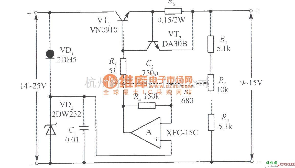 电源电路中的15V VMOS管稳压电源电路  第1张