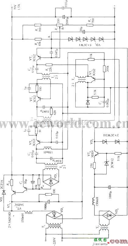 电源电路中的70V稳压电源电路  第1张