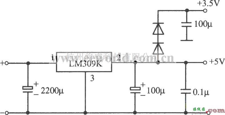 电源电路中的LM309K集成稳压器构成的5V、1A稳压电源电路  第1张