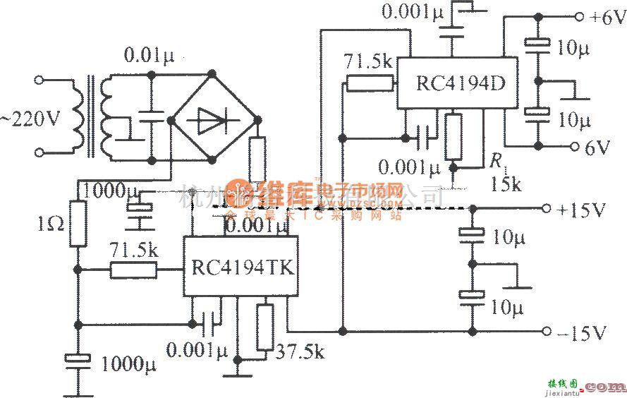 电源电路中的RC4194TK,RC4194D构成的双对称稳压电源  第1张