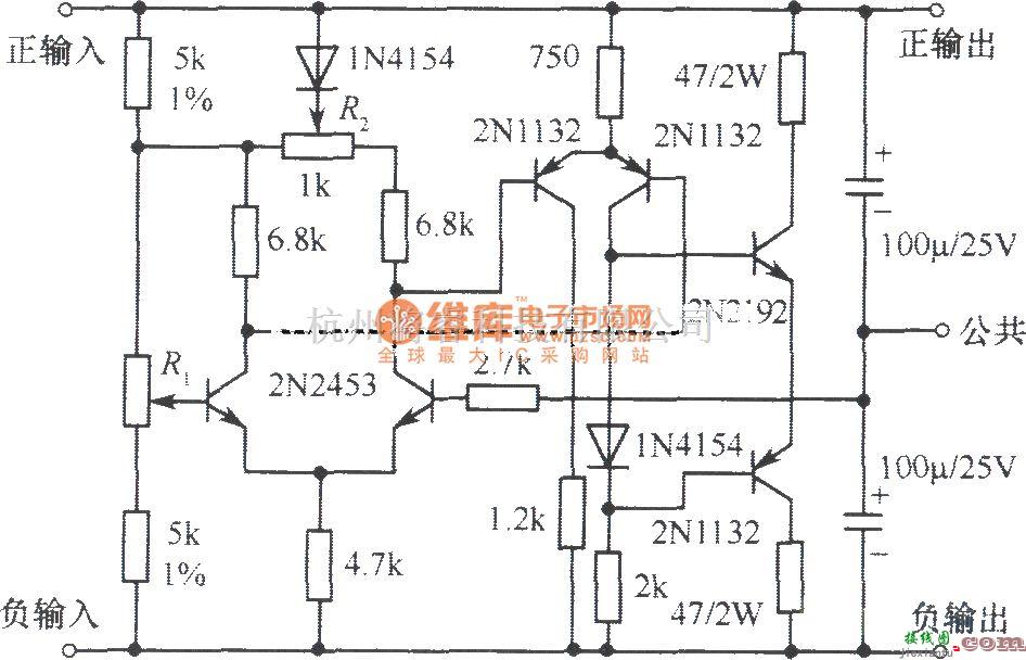 电源电路中的±5～25V双极性稳压电源电路  第1张