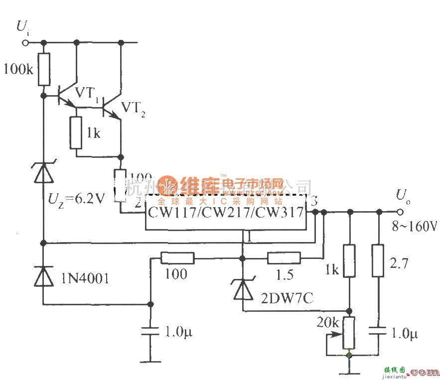 电源电路中的8～160V可调集成稳压电源  第1张