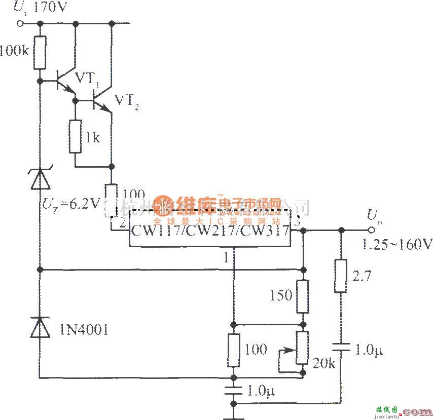 电源电路中的1.25～160V可调集成稳压电源  第1张