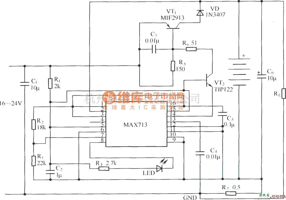 电源电路中的MAX713在线性模式下的应用电路  第1张