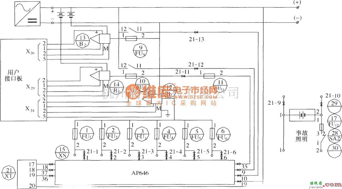 通信电源中的DUM23-48／300Ⅱ直流配电单元电原理图  第1张