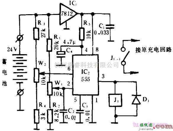 电源电路中的不简断电源蓄电池电压监控电路  第1张