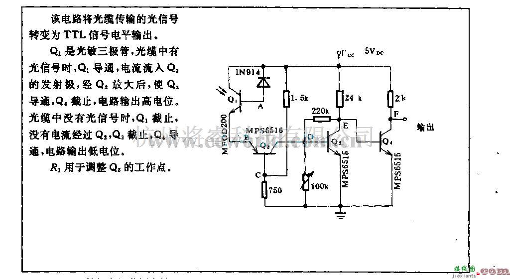 电源电路中的20 kbit光缆接收电路  第1张