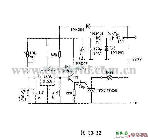 电源电路中的采用双向晶闸管的光控开关电路  第2张