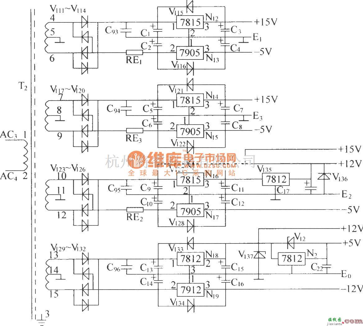 电源电路中的DZW75-48/5050II辅助电源电原理图  第1张