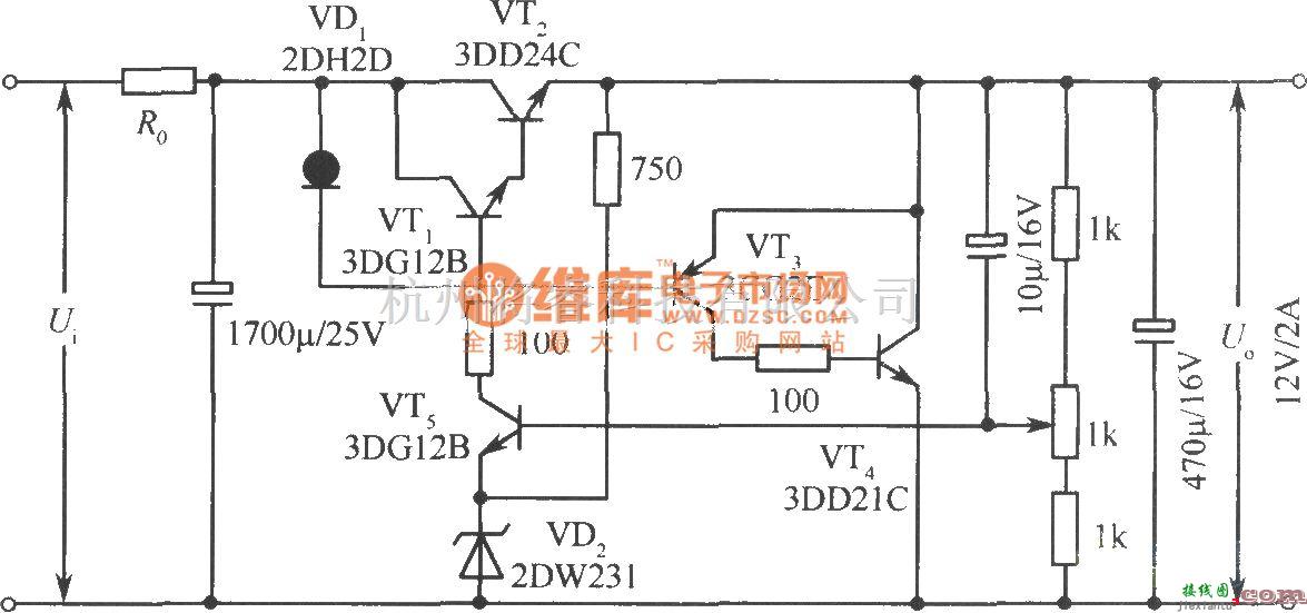 电源电路中的12V串、并联复合式稳压电源电路  第1张