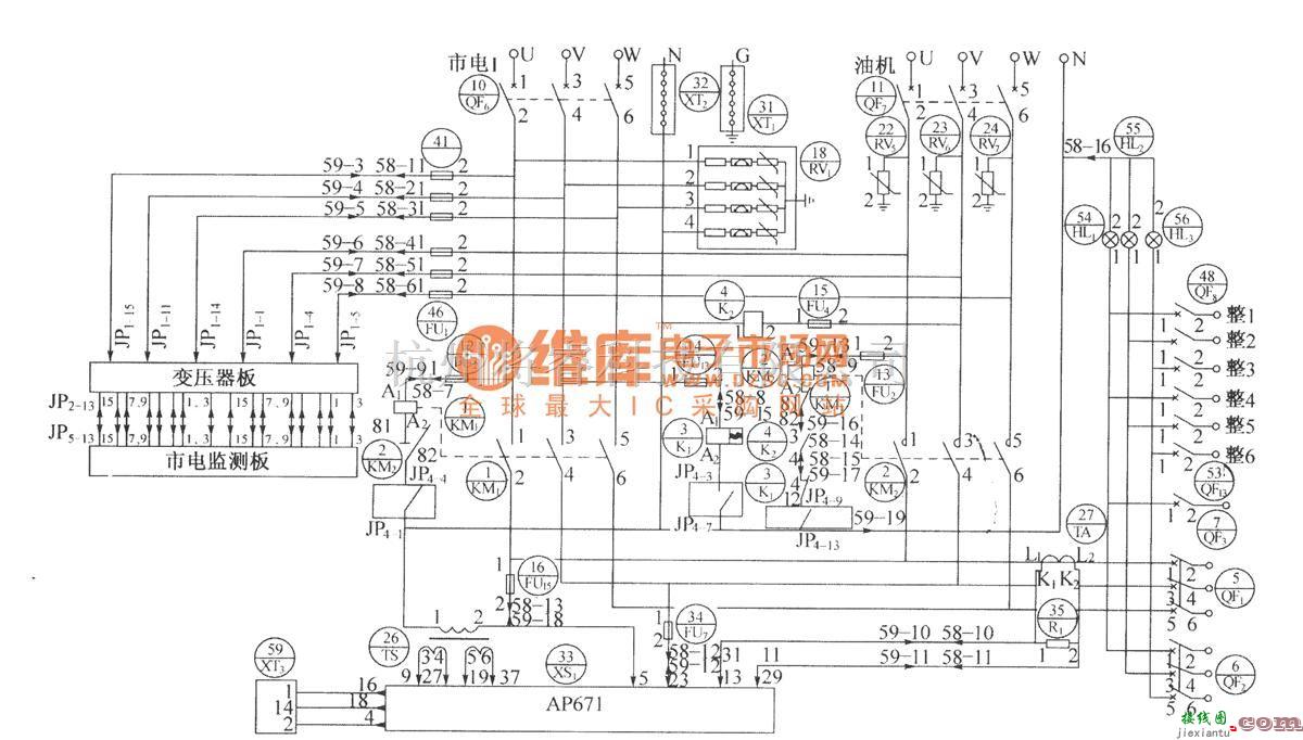 通信电源中的DUM23-48／300II交流配电单元电原理图  第1张