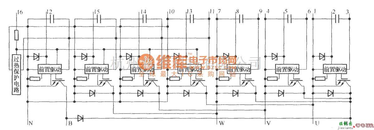 IGBT应用电路中的R系列IGBT-IPM的内部结构图  第1张