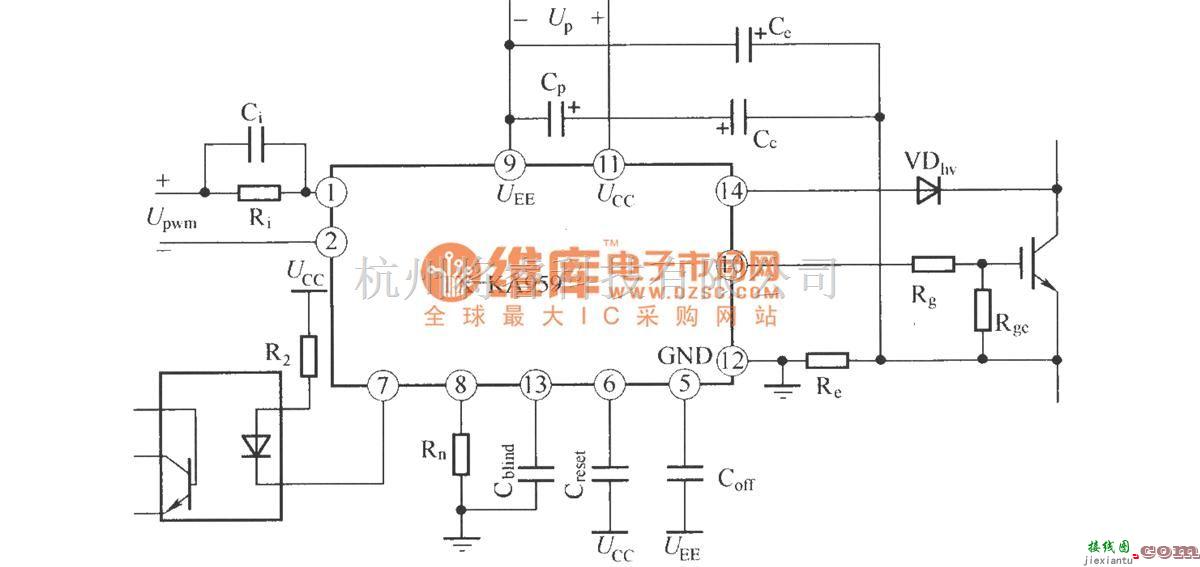 IGBT应用电路中的TX—KA959 IGBT驱动器的应用连接图  第1张