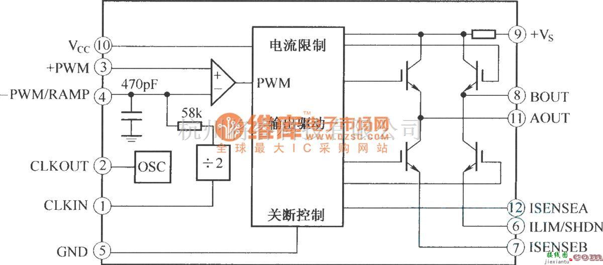 IGBT应用电路中的SA08脉宽调制器的内部结构原理图  第1张