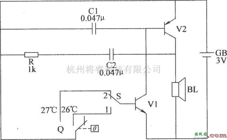 常用单元电路中的水稻育苗床高温报警器电路  第1张