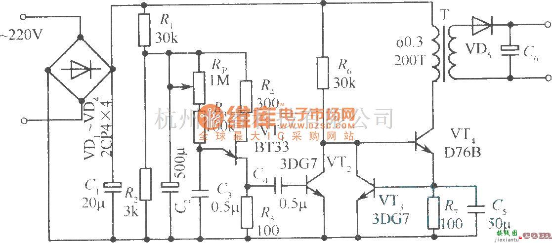 开关稳压电源中的他激开关稳压电源电路之三  第1张