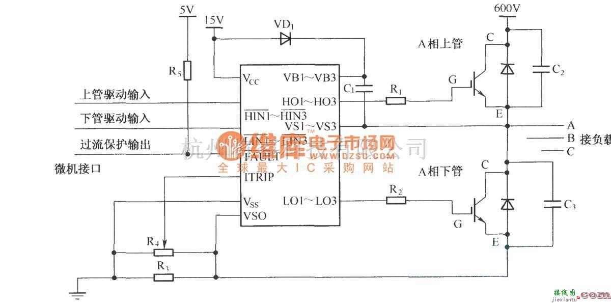 IGBT应用电路中的IR2130与功率管的连接方式  第1张