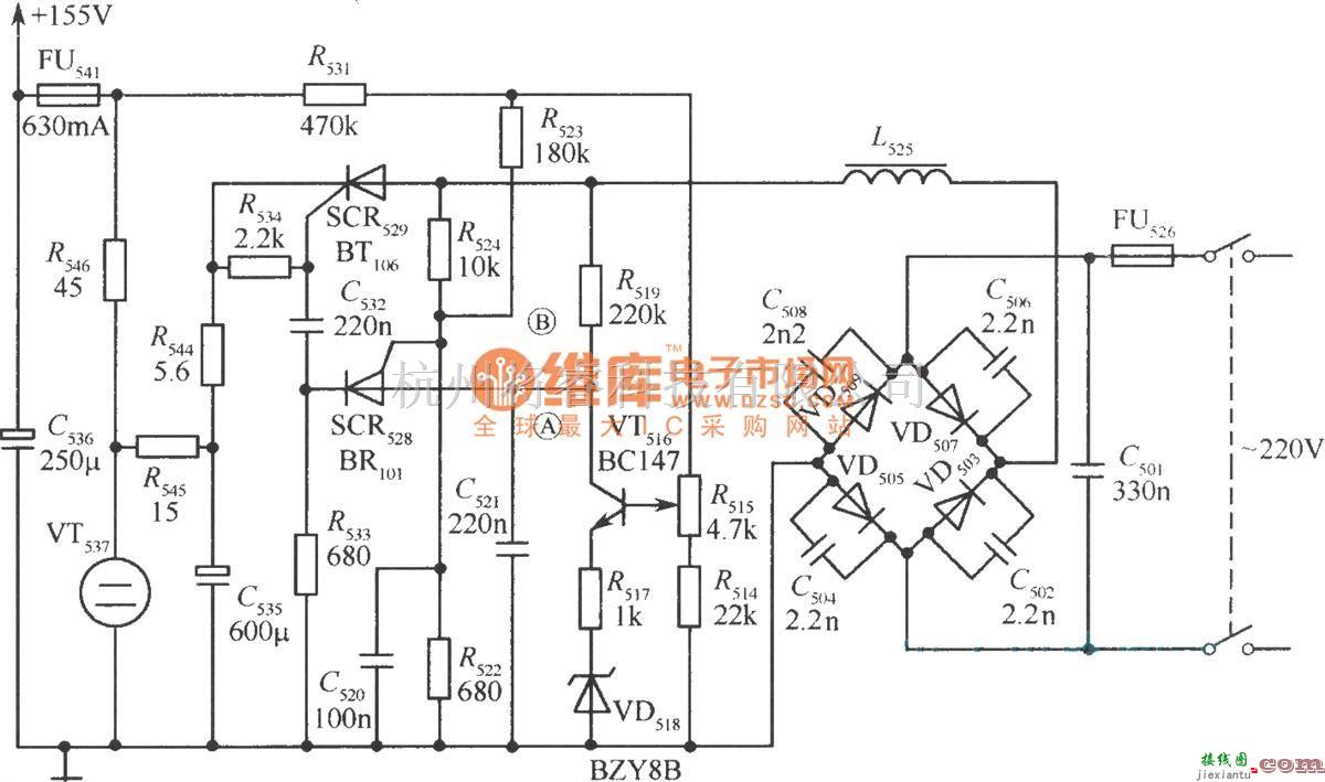 开关稳压电源中的不隔离可控硅开关电源  第1张