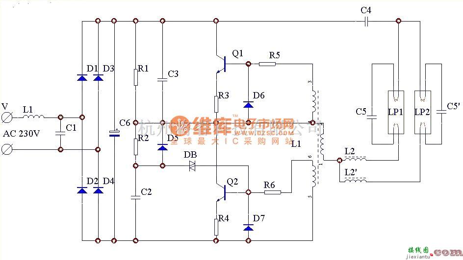 电子镇流器中的双管电子整流器电路  第1张