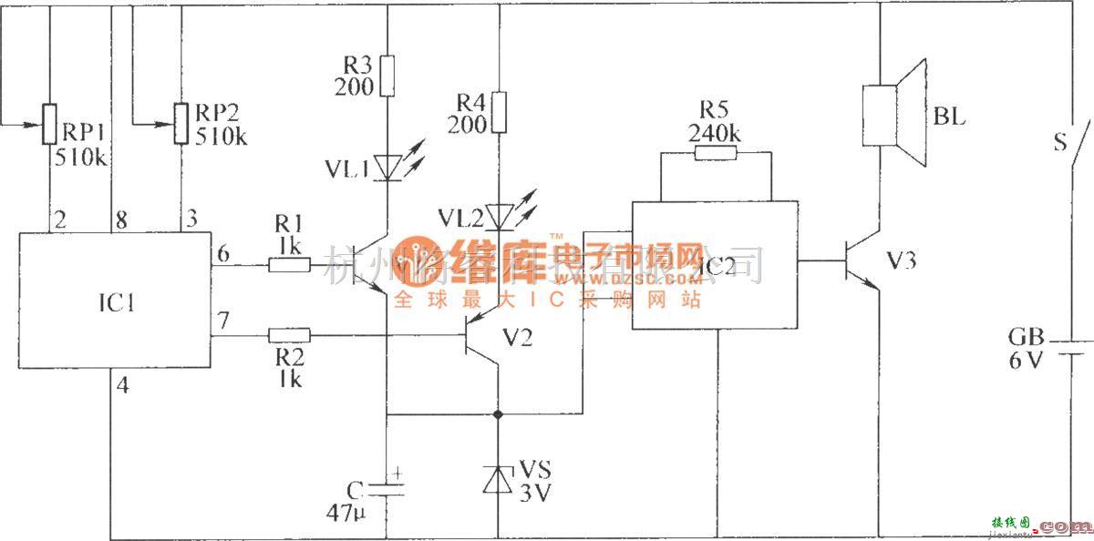 常用单元电路中的双限温度报警器电路(三)  第1张