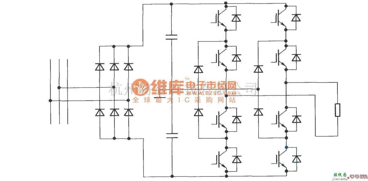 IGBT应用电路中的具有快速短路保护的中频电源的主回路  第1张