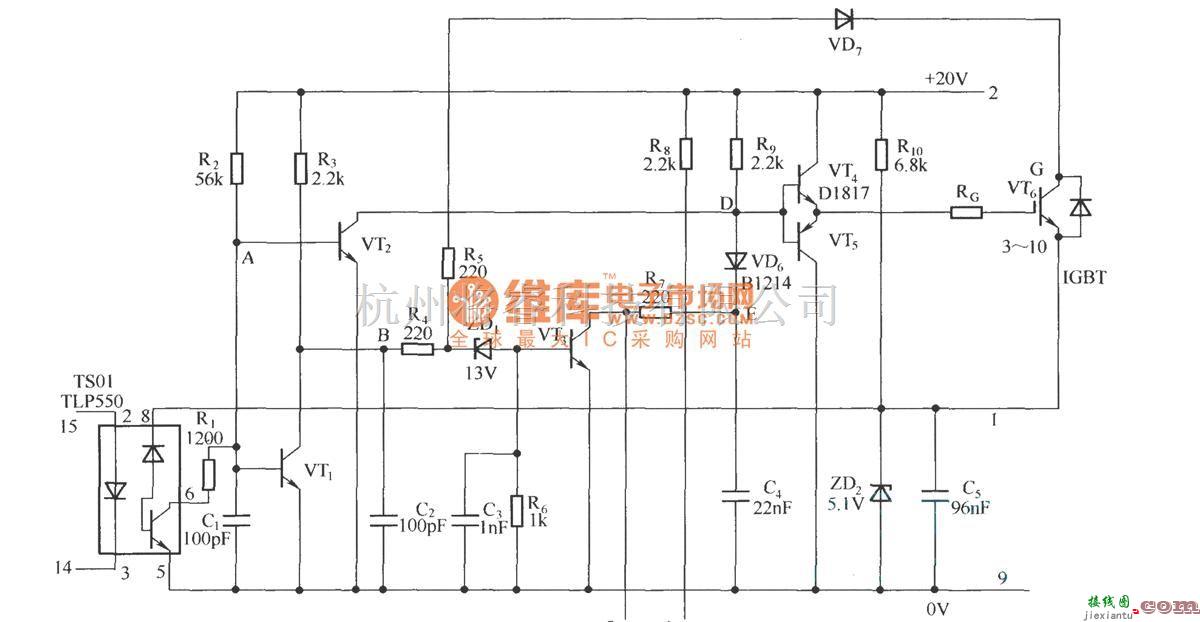 IGBT应用电路中的EXB841的原理图  第1张