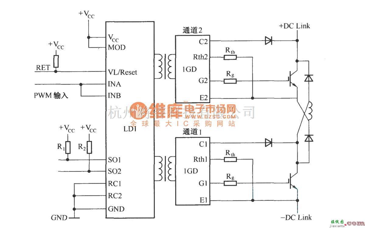 IGBT应用电路中的SCALE驱动器接线图  第1张