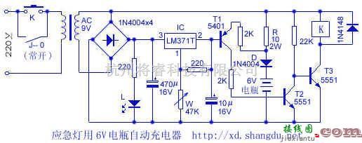 充电电路中的应急灯用6V电瓶自动充电器电路  第1张