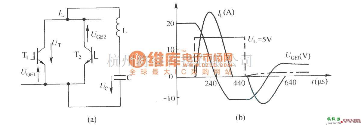 IGBT应用电路中的两个反向阻断型IGBT反向并联时的电路和关断波形  第1张