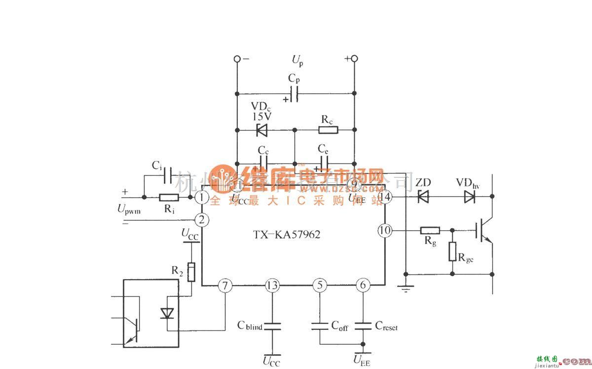 IGBT应用电路中的TX—KA57962 IGBT驱动器的应用连接图  第1张