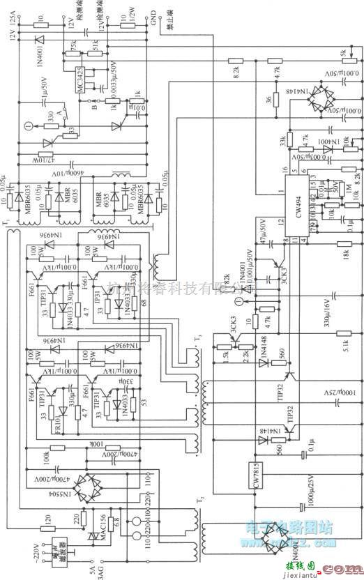 开关稳压电源中的全桥式开关稳压电源实用电路  第1张