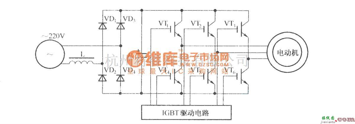 IGBT应用电路中的变频器的控制驱动主电路的原理图  第1张