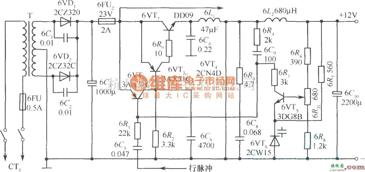 开关稳压电源中的脉冲调霓式开关稳压电源应用电路  第1张