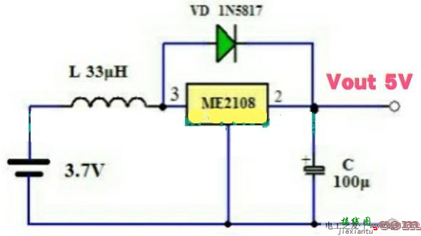 一例ME2108构成的5V升压电路  第1张