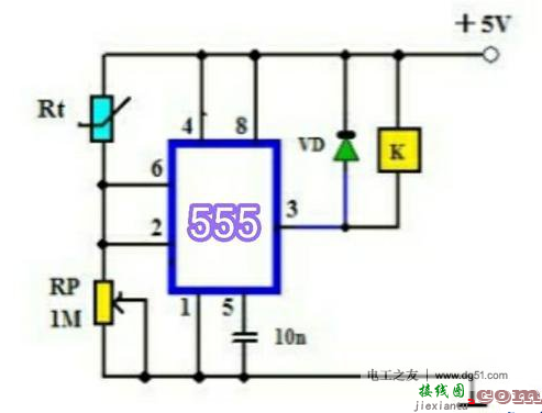 555构成能设置通断温度的温控开关电路  第1张