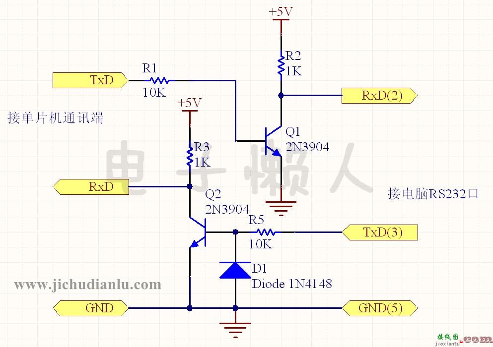 RS232与TTL电平转换的分立器件电路的效果图演示_基础硬件电路图讲解  第2张