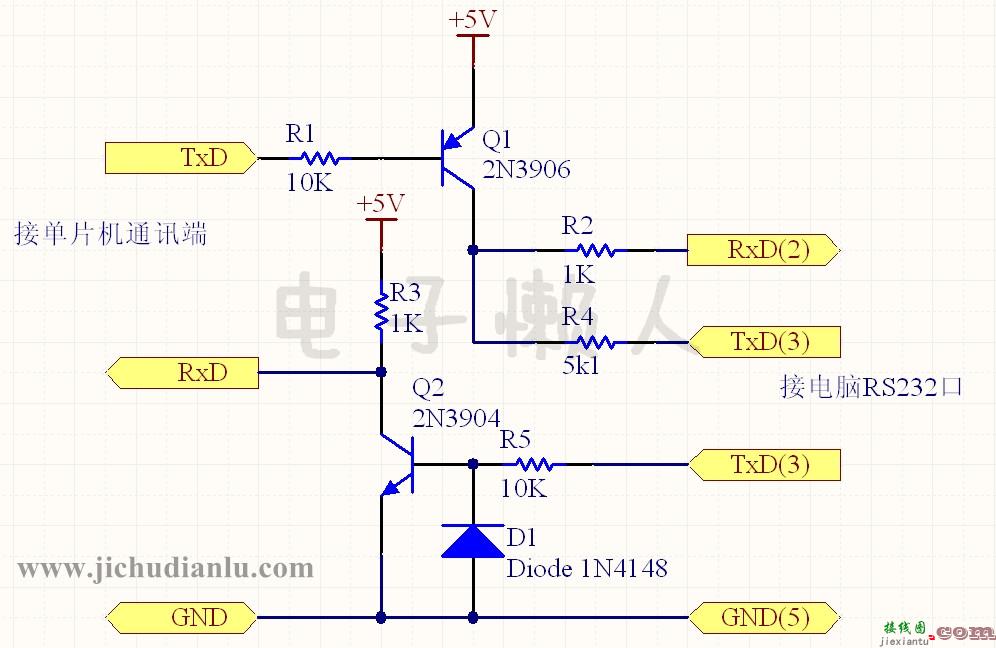 RS232与TTL电平转换的分立器件电路的效果图演示_基础硬件电路图讲解  第3张